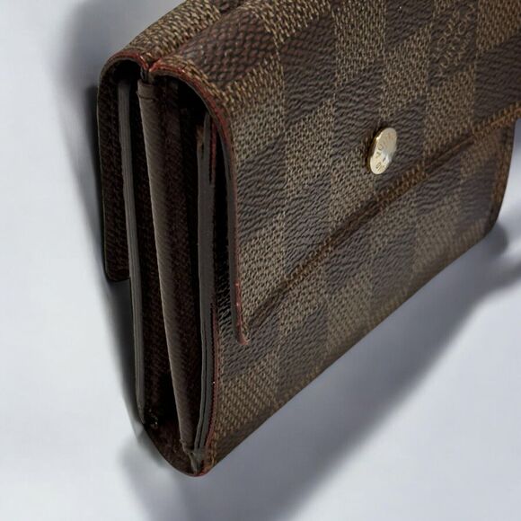 Authentic LOUIS VUITTON Elise Wallet Trifold Portefeuille Damier Ebene Canvas - Picture 4 of 15